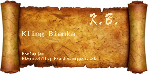 Kling Bianka névjegykártya
